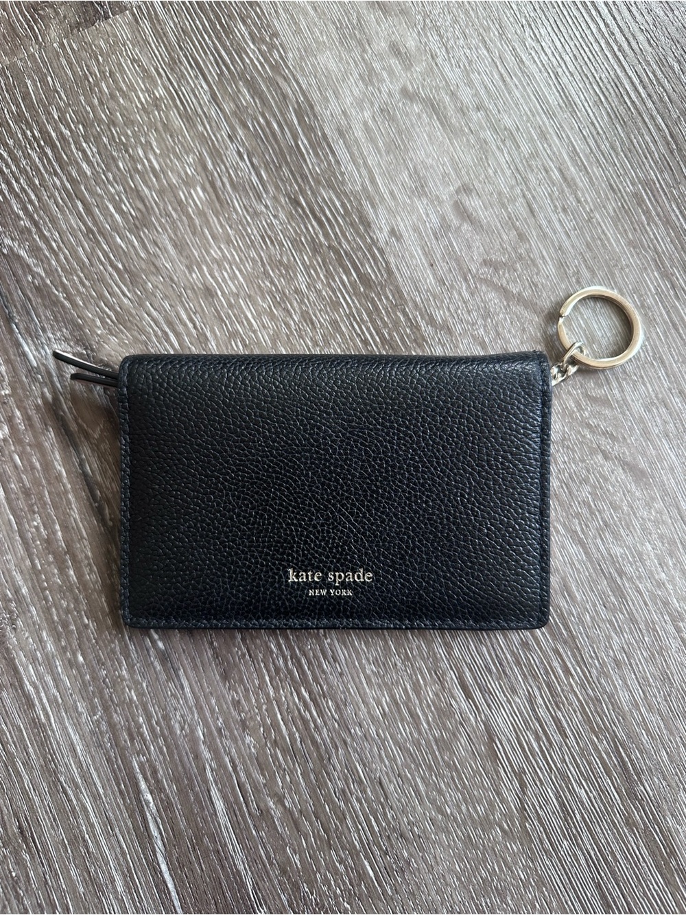 kate spade Black Pebble Leather Keyring Card Holder